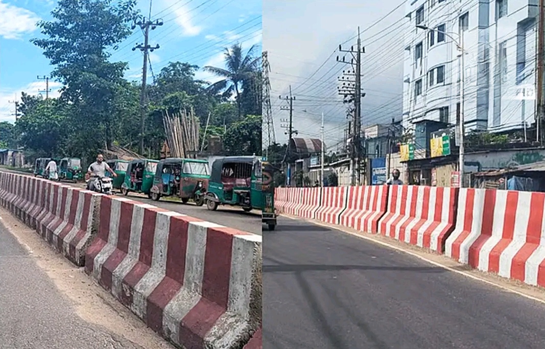 প্রধানমন্ত্রী যাবেন তাই রং করা  হয়েছিল এক পাশ, অন্য পাশ মলিন
